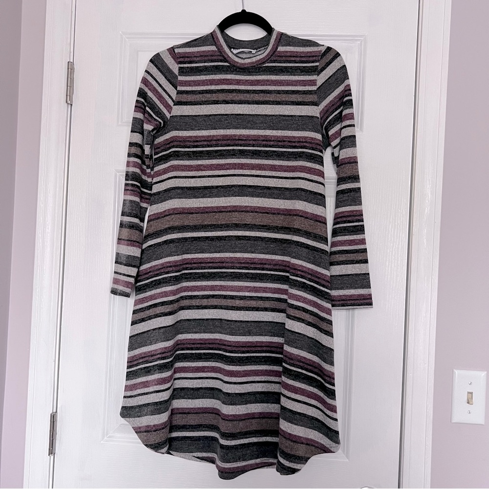 Striped Mockneck Sweater Dress